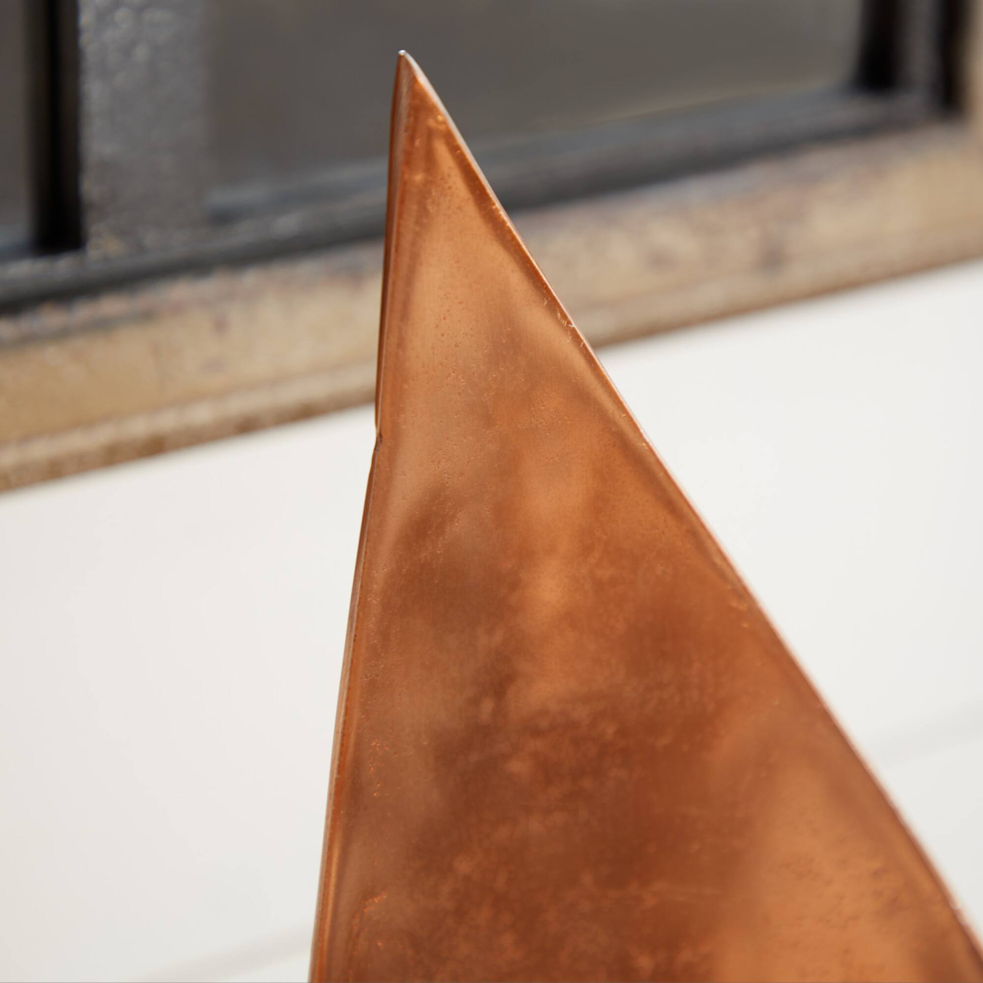 Brown Aluminum Coastal Sail Boat Sculpture, 13" x 18"